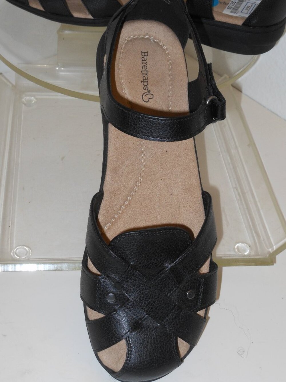BARE TRAP BLACK FAUX LEATHER SHOES SIZE 10 WIDE